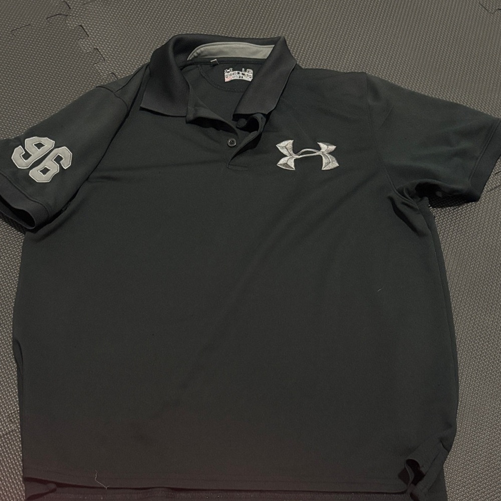 Under Armour Black Polo with Logo and Number